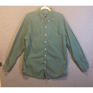 American Eagle Outfitters Mens XLT Green Micro Print Button Down Cotton Shirt